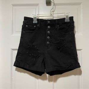 Aeropostale Premium Stretchy Super High-Rise Curvy Midi Black Shorts Size 6